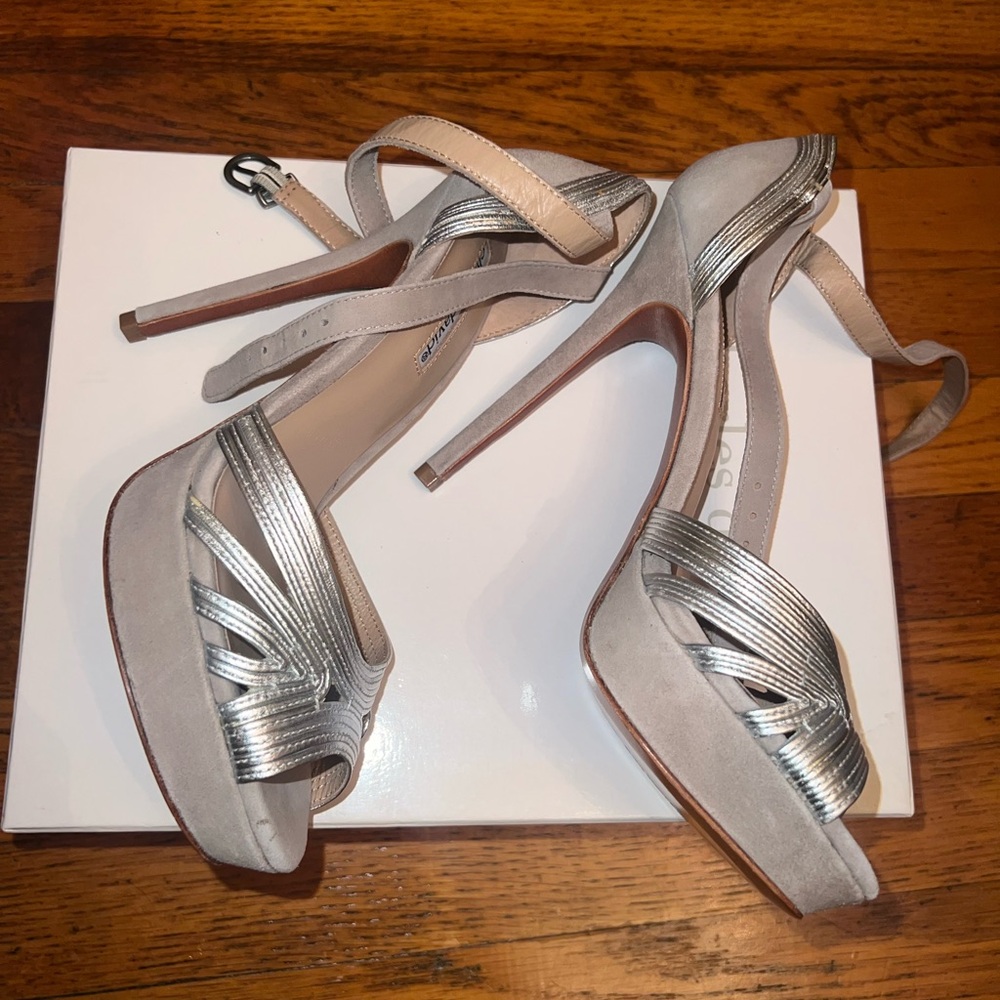 Silver Stiletto Heels- Charles David Feisty size 7.5